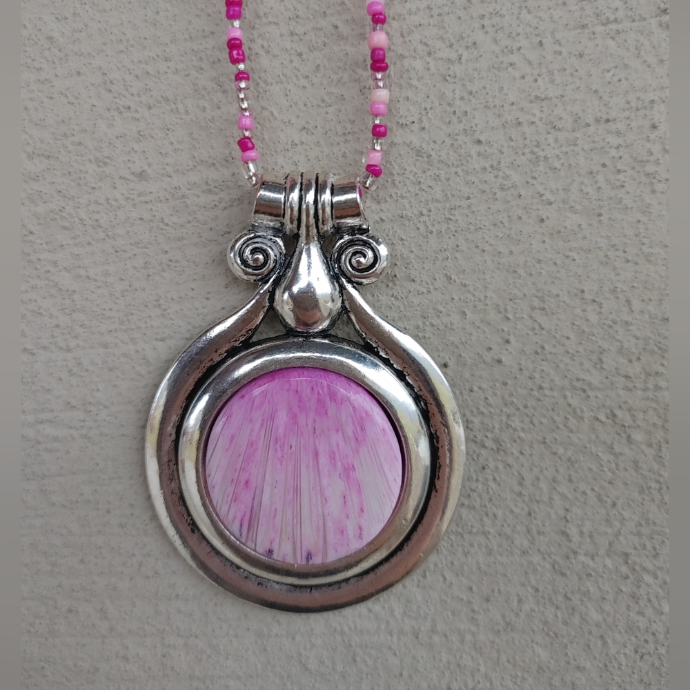 Scolecite Pendant Necklace in Sterling Silver Overlay (2.8")